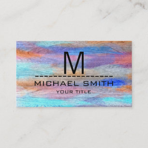 Färgfullt Modern Wood Grain Monogram #12 Visitkort
