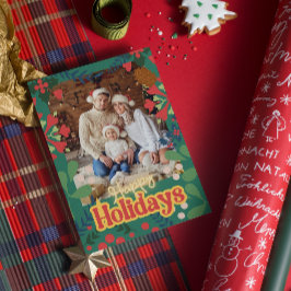 Färgfullt, modernt botaniskt julkort inbjudningar