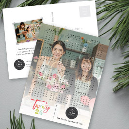 Färgfullt penselskript 2025-kalender - nyårsfoto helg vykort