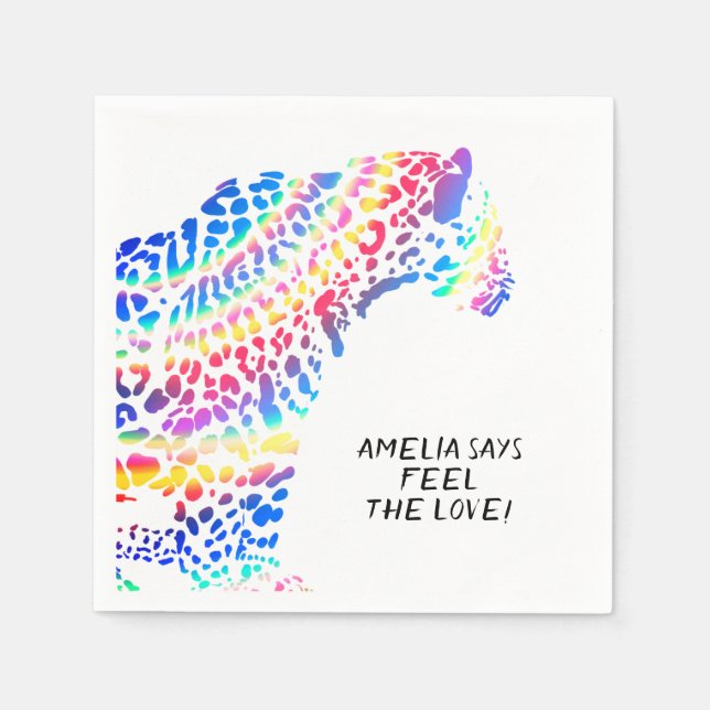 Färgfullt regnbåge Jaguar Party Pappra plåt Pappersservett (Framsidan)