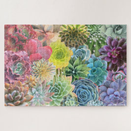 Färgfullt regnbåge Succulent Puzzle Pussel