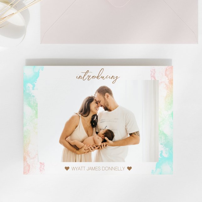 Färgfullt regnbågskluster Fotofödelsemeddelande Meddelande Vykort (Skapare uppladdad)