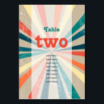 Färgfullt Retro Sunburst Bröllop Bordsnummer<br><div class="desc">En vacker 70:s inspirerade, färgstarka reflexsolnedbrytande design. En minimalistisk vintage ser bröllop bordsnummer med groovy mönster och färg palett för alla som kärlek rand mönster, åter färg-paletten med tryckta konstruktioner osv. Det finns också möjlighet att matcha bröllopsinbjudningar och andra artiklar i kontorsartiklar. Anpassa antalet och köp varje bord individuellt beroende...</div>