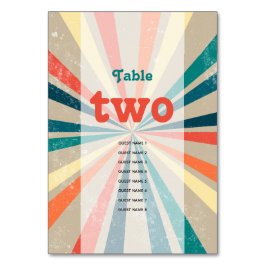 Färgfullt Retro Sunburst Bröllop Bordsnummer