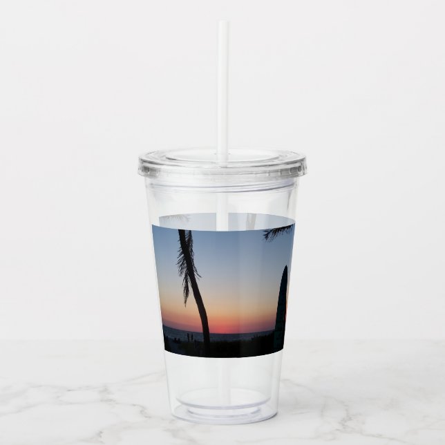 Färgfullt tropiskt solnedfall på ett take away mugg (Framsida)