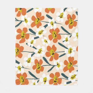 Färgfullt, vintagens blommönster. fleecefilt