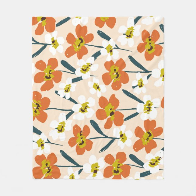 Färgfullt, vintagens blommönster. fleecefilt (Framsidan)