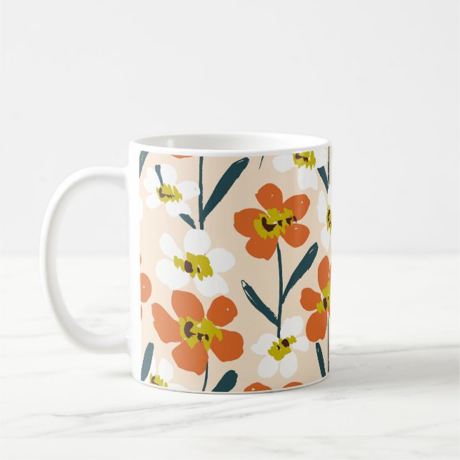 Färgfullt, vintagens blommönster. kaffemugg (Vänster)