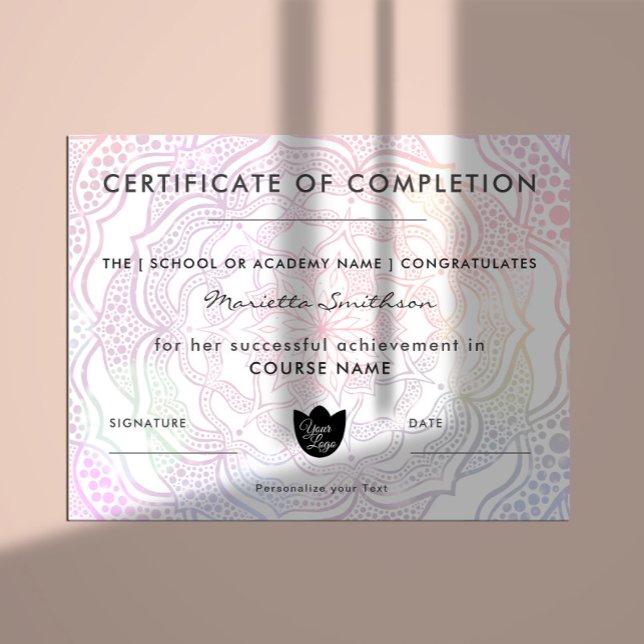 Färgfyllande certifikat Mandala Yoga Reiki (Skapare uppladdad)