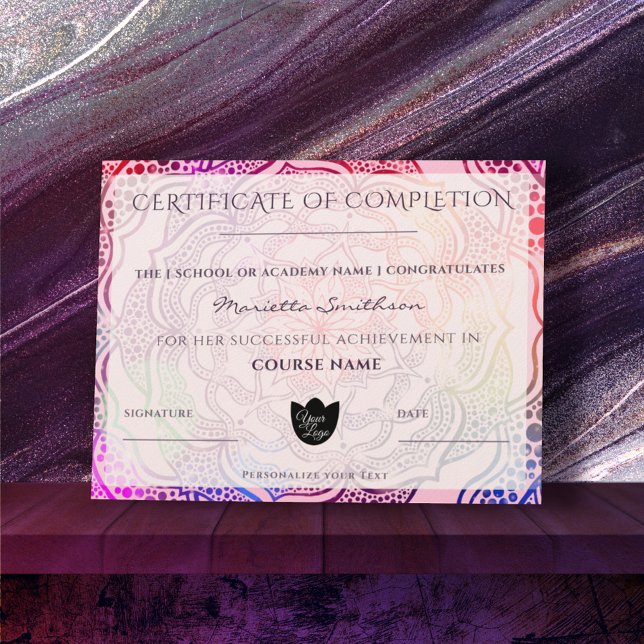 Färgfyllande certifikat Mandala Yoga Reiki (Skapare uppladdad)