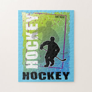 Färgfylld Abstrakt Hockey Player Pussel