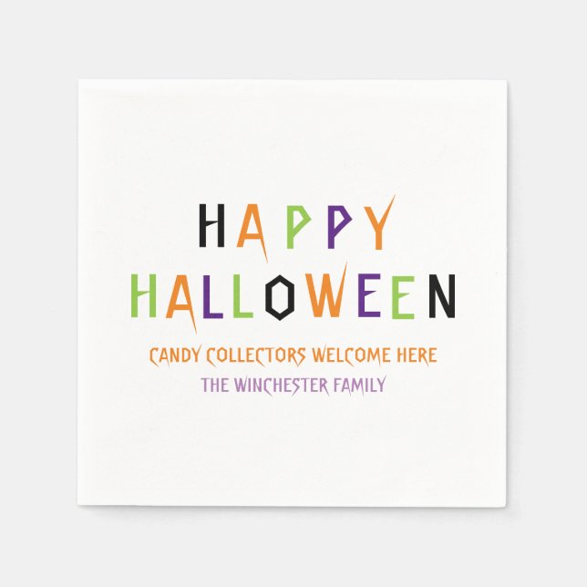 Färgfylld Anpassningsbar i Happy halloween-format Pappersservett (Framsidan)