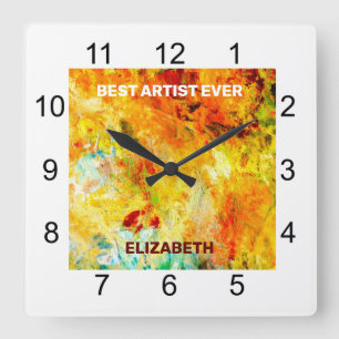 Färgfylld artistpalett fyrkantig klocka