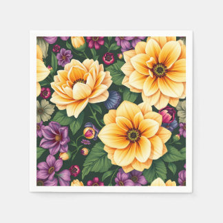 Färgfylld Blommigt för Bright Gult & Lila blommor Pappersservett