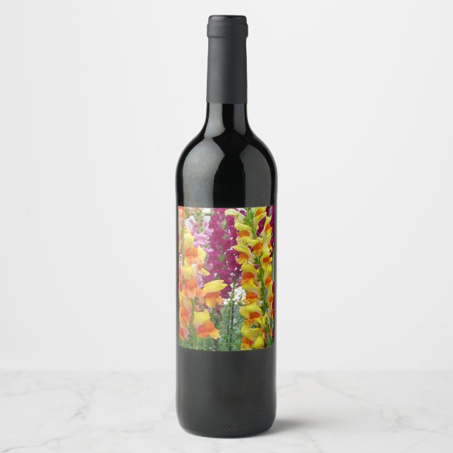 Färgfylld Blommigt för ögonblicksbilder Vinflaska Etikett (Framsida)