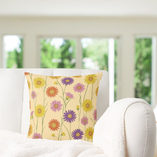 Färgfylld Daisy Wildblomma Mönster Kudde