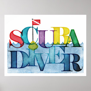 Färgfylld Dyka för dykare Poster