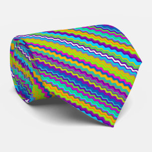 Färgfylld flerfärgad vit Zigzag Mönster Slips