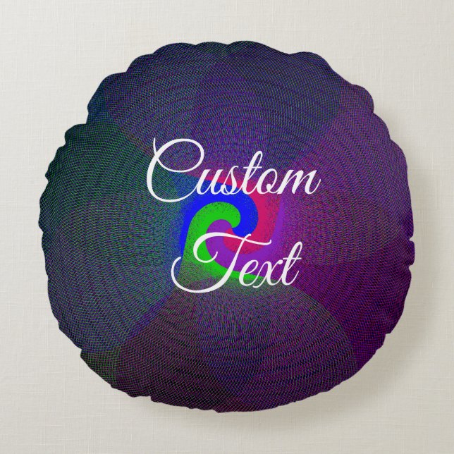 Färgfylld Geometric Round Pillow-fylld centrerad Rund Kudde (Framsidan)