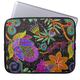 Färgfylld glasform Pärlor Retro Large Blommigt Des Laptop Sleeve