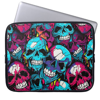 Färgfylld kaotisk skull laptop fodral
