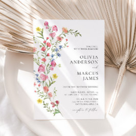 Färgfylld korkvismisk Wildblomma Fairytale Bröllop Inbjudningar