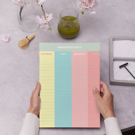Färgfylld Pastel Retro Livsmedel-lista Anteckningsblock