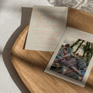 Färgfylld pastellskriven Whimsical Photo Bröllop Inbjudningar