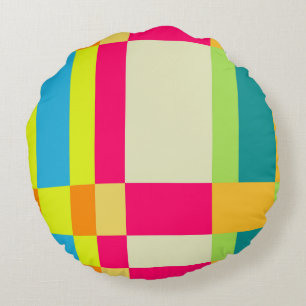 Färgfylld Retro Stripe Mönster Pillow Rund Kudde
