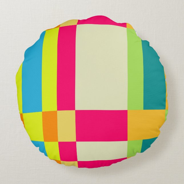 Färgfylld Retro Stripe Mönster Pillow Rund Kudde (Baksidan)