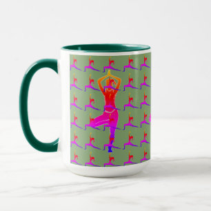 Färgfylld "Roligt Yoga Design"-kombinationskaffel Mugg