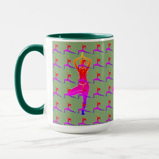 Färgfylld "Roligt Yoga Design"-kombinationskaffel  Mugg (Vänster)