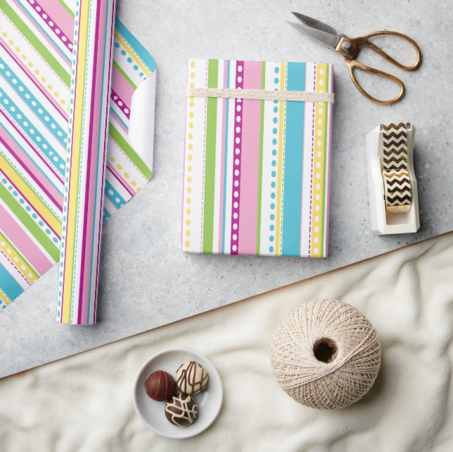 Färgfylld stor pastel Rand Cute Påsk Mönster Presentpapper (Hantverk)
