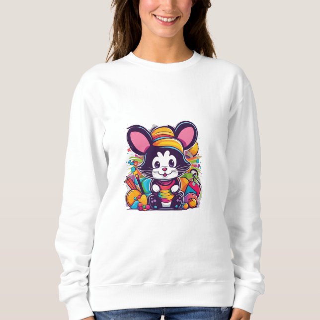 Färgfylld Tecknad Mouse T Shirt (Framsida)