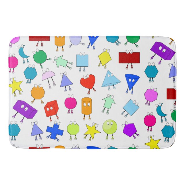 Färgfyllda 2D- och 3D-geometriska former Mönster f Badrumsmatta (Framsidan)