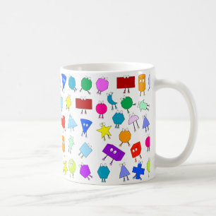 Färgfyllda 2D- och 3D-geometriska former Mönster f Kaffemugg