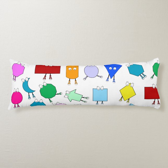 Färgfyllda 2D- och 3D-geometriska former Mönster f Kroppskudde (Framsidan)