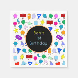 Färgfyllda 2D- och 3D-geometriska former Mönster f Pappersservett