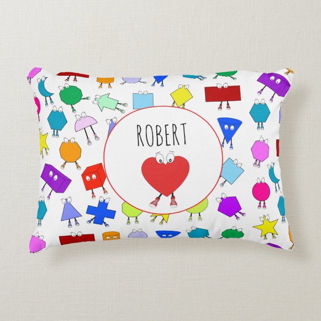 Färgfyllda 2D- och 3D-geometriska former Mönster f Prydnadskudde (Framsidan)