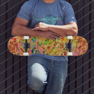 Färgfyllda Abstrakter - brandflamma Art Skateboard