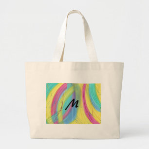 Färgfyllda Abstrakter Brushstrokes Monogram Bags Jumbo Tygkasse