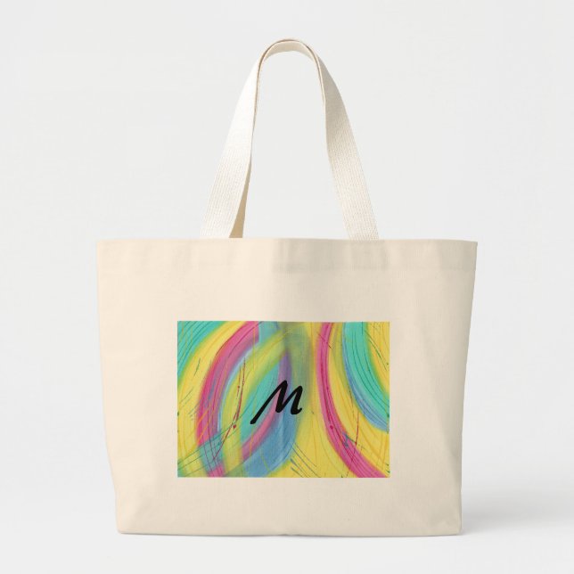 Färgfyllda Abstrakter Brushstrokes Monogram Bags Jumbo Tygkasse (Framsidan)
