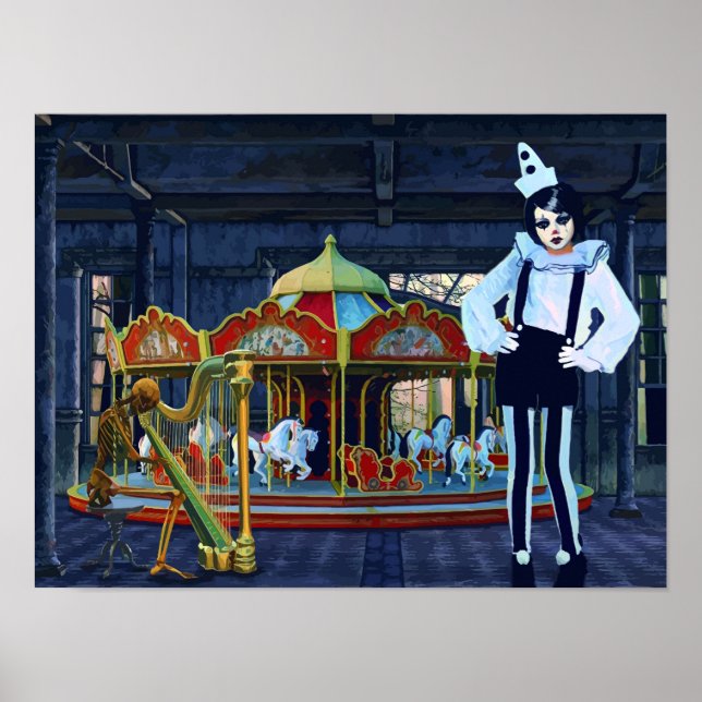 Färgfyllda Abstrakter Circus-Freaker Poster clown  (Framsidan)