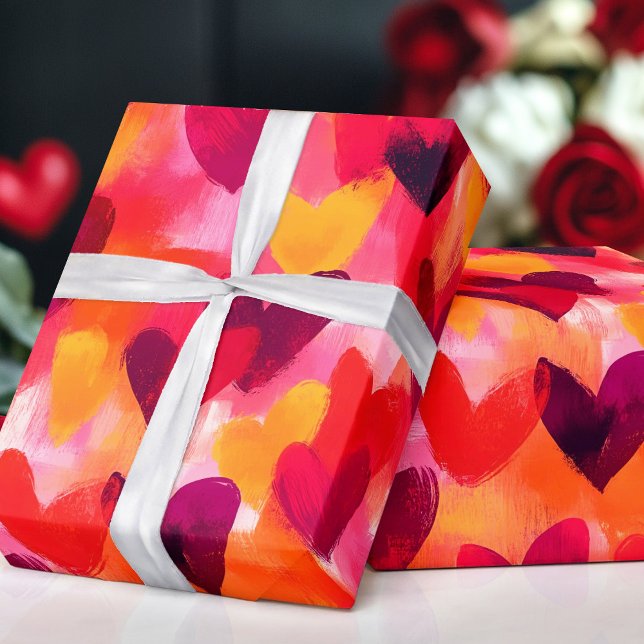 Färgfyllda abstrakter i skisser presentpapper (Abstract Sketch Colorful Hearts Wrapping Paper)
