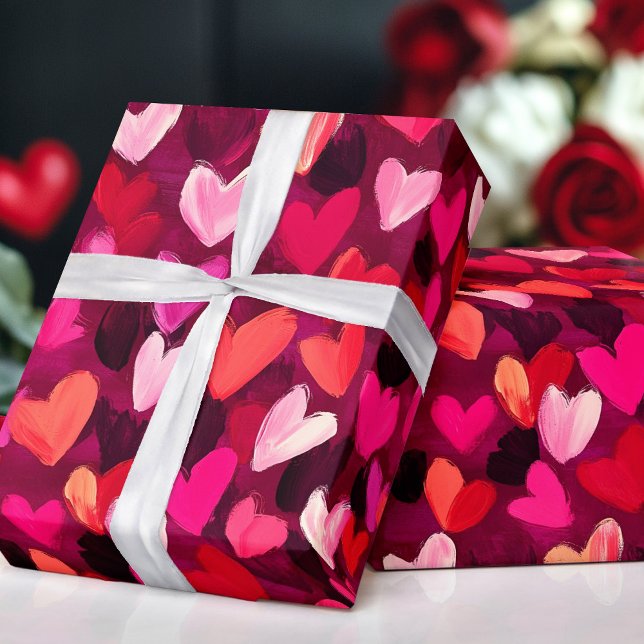Färgfyllda abstrakter i skisser presentpapper (Abstract Sketch Colorful Hearts Wrapping Paper)