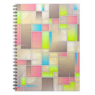 Färgfyllda Abstrakter kvadrater Geometric Mönster Anteckningsbok
