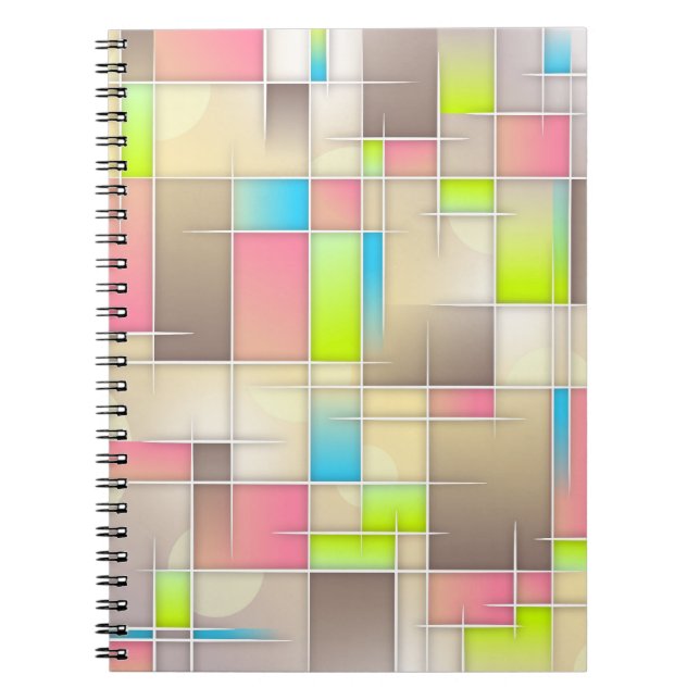 Färgfyllda Abstrakter kvadrater Geometric Mönster Anteckningsbok (Framsidan)