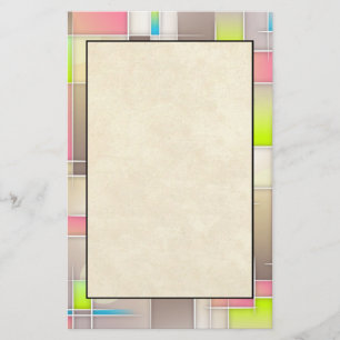 Färgfyllda Abstrakter kvadrater Geometric Mönster Brevpapper