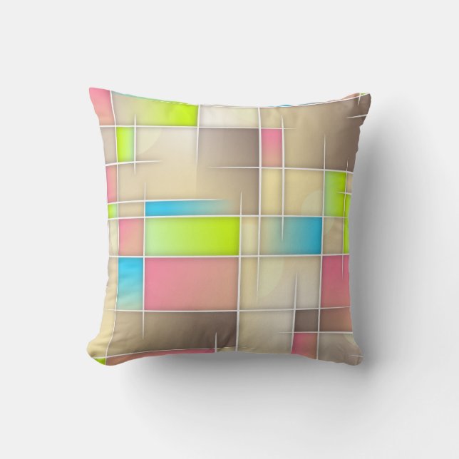 Färgfyllda Abstrakter kvadrater Geometric Mönster Kudde (Framsida)