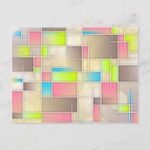 Färgfyllda Abstrakter kvadrater Geometric Mönster Vykort